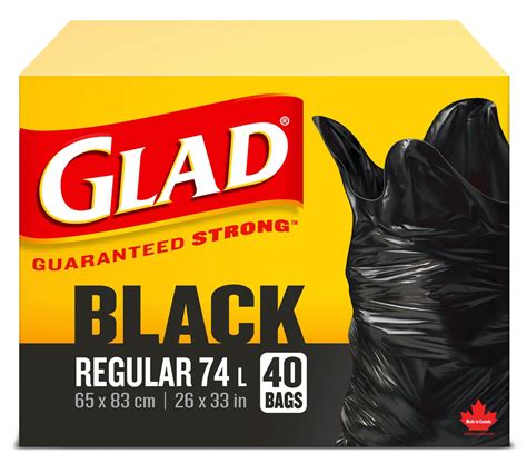Glad Black Garbage Bags Regular 74 Litres 40 Trash Bags Walmart