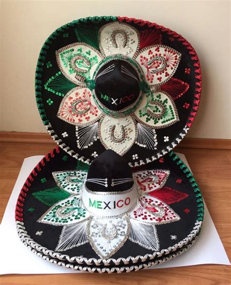Sombrero Charro Tricolor Mariachi Mexicano Bordado México 69000 En