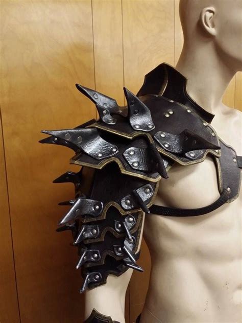 Leather Armor Spiked Barbarian Shoulder Etsy Leather Armor Armor