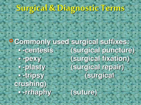 Ppt Medical Terminology Surgical And Diagnostic Terms Powerpoint