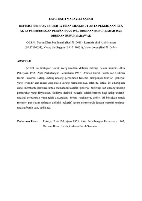 Akta pekerjaan 1955 atau akta 265 di gubal pada tahun 1955 dan telahdipinda hampir keseluruhannya pada tahun 1998. Akta Kerja 1955 Pdf 2020