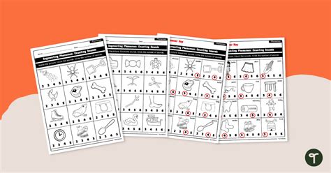 Phoneme Counting Worksheet Set Teach Starter