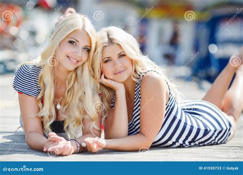 Two Blonde Near Yacht Club Stock Image Image Of Allure