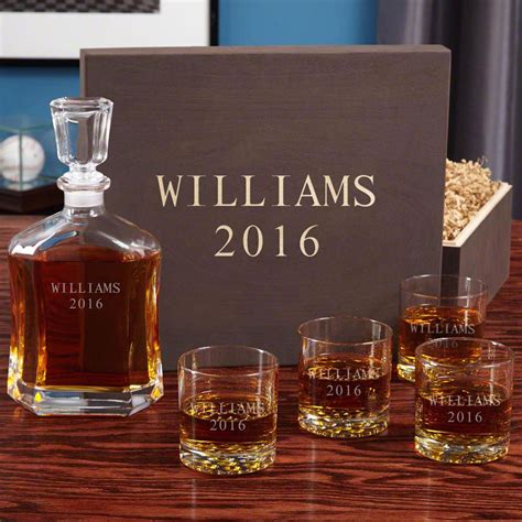 Personalized Buckman Whiskey Glass Wood T Box Set