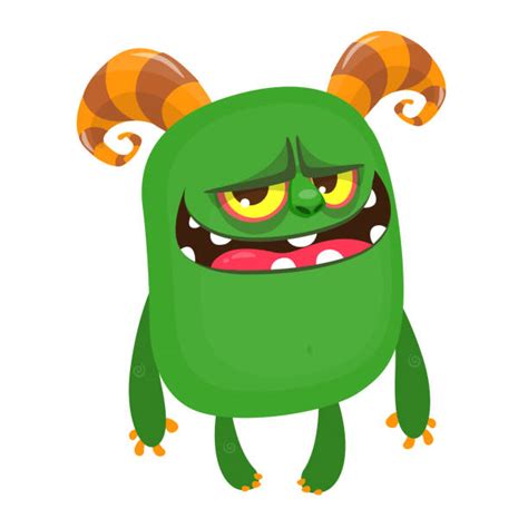 Royalty Free Vector Cool Cartoon Crazy Smiling Green Monster Weird