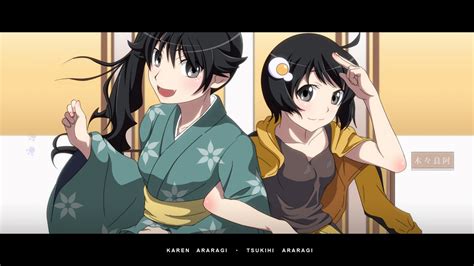 wallpaper illustration monogatari series anime cartoon araragi karen araragi tsukihi