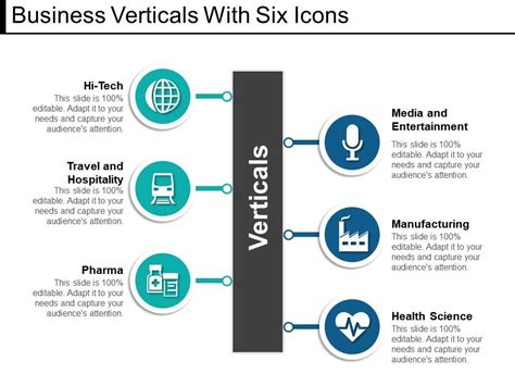 Business Verticals With Six Icons Powerpoint Slide Images Ppt