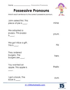 Possessive Pronouns Worksheets Worksheets Com