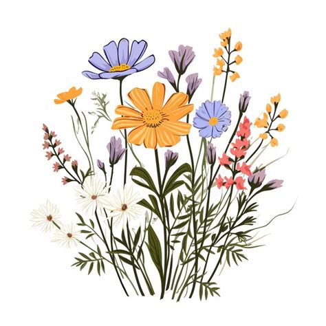 Premium Vector Hand Drawn Flat Color Wild Flower Illustration