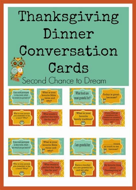 Are you hosting a dinner party, throwing a birthday bash or creating the perfect atmosphere for a gathering of friends? Thanksgiving Dinner Conversation Cards - Second Chance To ...