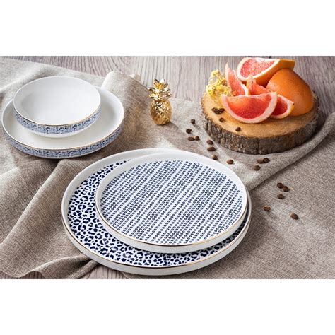 ♋ Blue Modern Geschirr Set 24 Teilig Porzellan Geschirr Kaufen Auf