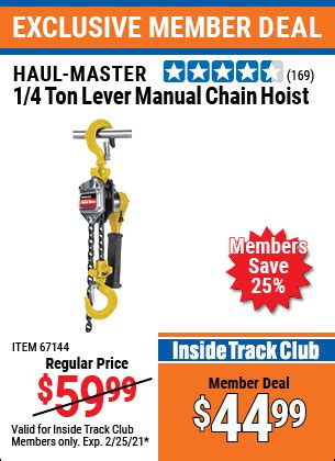 Find all of the best harbor freight tools coupons live now on insider coupons. HAUL-MASTER 1/4 ton Lever Manual Chain Hoist for $44.99 - Harbor Freight Coupons