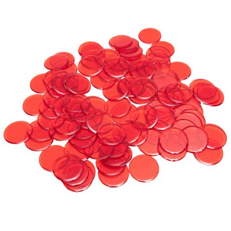 Plastic Bingo Chips Red 78 Inch Size 100 Per Pack Bingo Markers