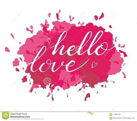 Hand Drawn Hello Love Phrase Postcard For Valentines Day Stock Vector