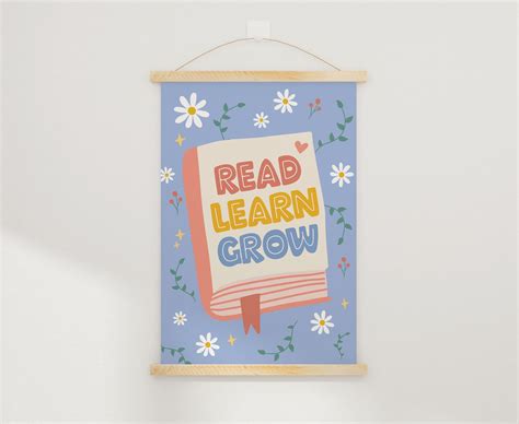 Read Learn Grow Classroom Poster Classroom Art Positive Etsy