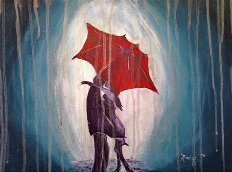 Romantic Couple Under Umbrella Painting By Roxy Rich Fine Art America