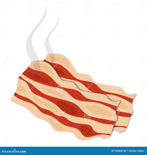 Bacon Isolated On White Background Cartoon Illustration Of Bacon