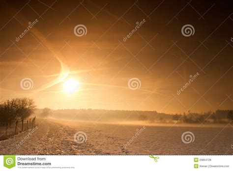 Winter Sunset Stock Photo Image Of Calm Field Snow 20854728