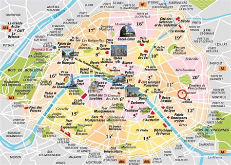 Paris Map Tourist Attractions Travelquazcom