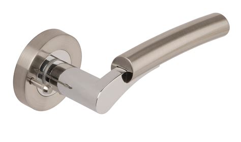 Ultimo Lever Door Handle On Round Concealed Rose Satin Nickel Polished