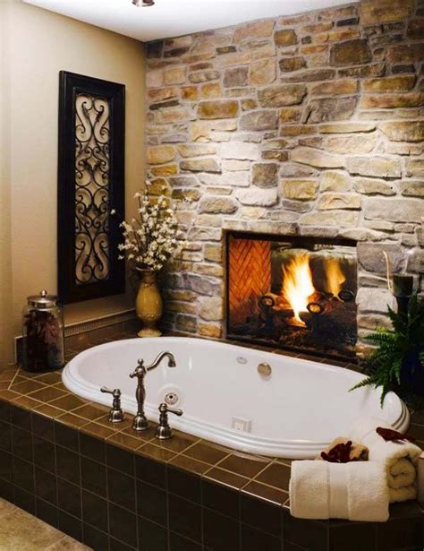 21 Stylish Bathrooms With Fireplaces Home Design And Interior