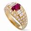 Bvlgari 18K Yellow Gold Diamond And Ruby Band Ring  Luxury Bazaar