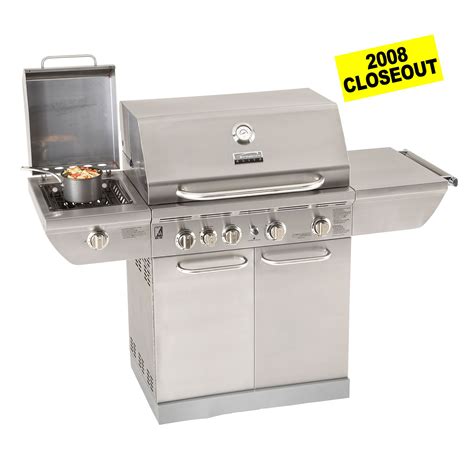 Five burner gas grill with side burner. Kenmore Elite - 464220008 - 750 sq. in 4 Burner LP Gas ...