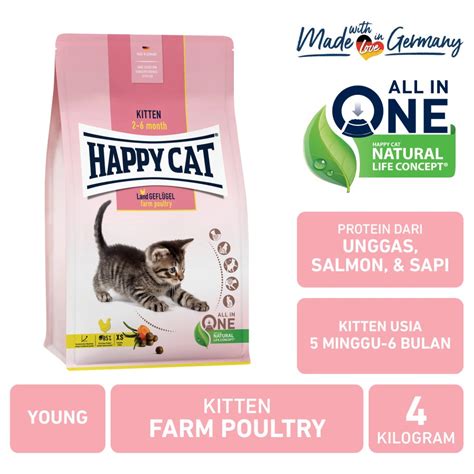 Jual Happy Cat Kitten Farm Poultry 4 Kg Makanan Anak Kucing 1 6 Bulan