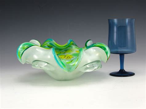 Hand Made Murano Art Glass Confetti Cased Bowl