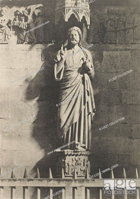 Statue Of Christ Reims Cathedral Henri Le Secq French Stock Photo