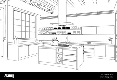 Modern Kitchen Design Sketch
