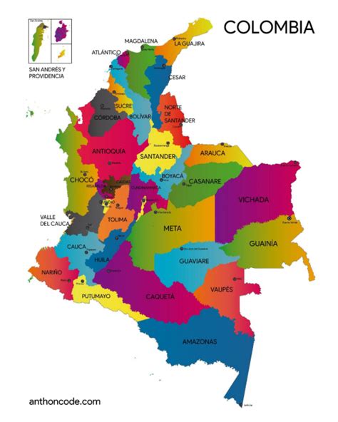 Mapas De Colombia Con Nombres Departamentos Capitales Carreteras