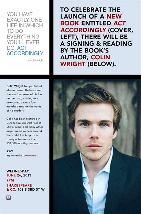 Act Accordingly By Colin Wright Missoula Montana Readingsigning Event