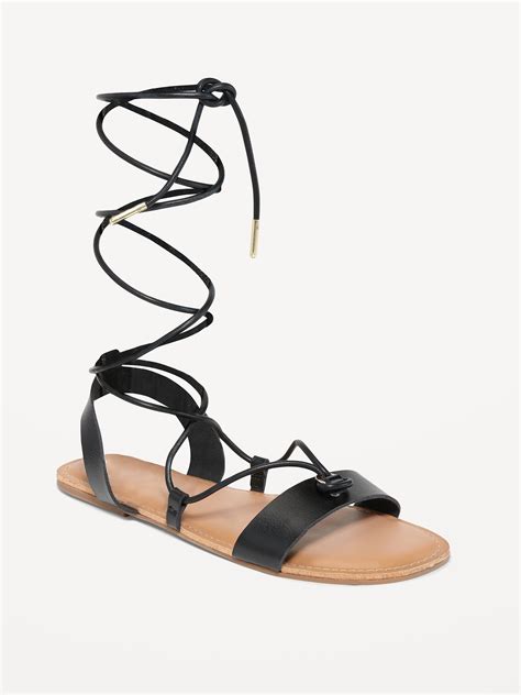 Faux Leather Lace Up Gladiator Sandals Old Navy