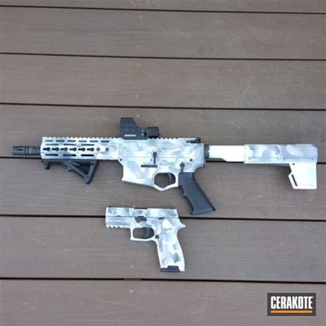 Custom Camo Ar And Sig Sauer P320 Pistol Cerakoted Using Snow White And