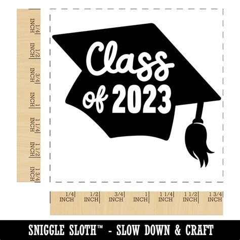 Class Of 2023 Written On Graduation Cap Square Rubber Stamp Etsy