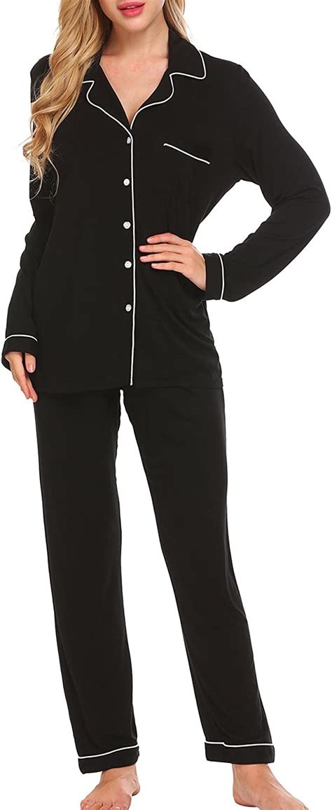 Ekouaer Pajamas Set Long Sleeve Sleepwear Womens Button Down Nightwear Soft Pj L Ebay