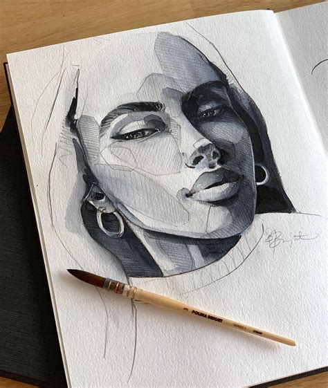 Polina Bright On Instagram Monochrome Watercolour Portrait 🖤 Chose To