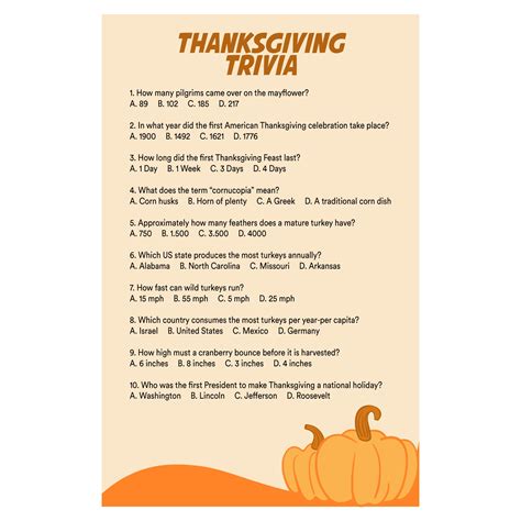 Best Free Trivia Questions Printable Thanksgiving Printablee Com My