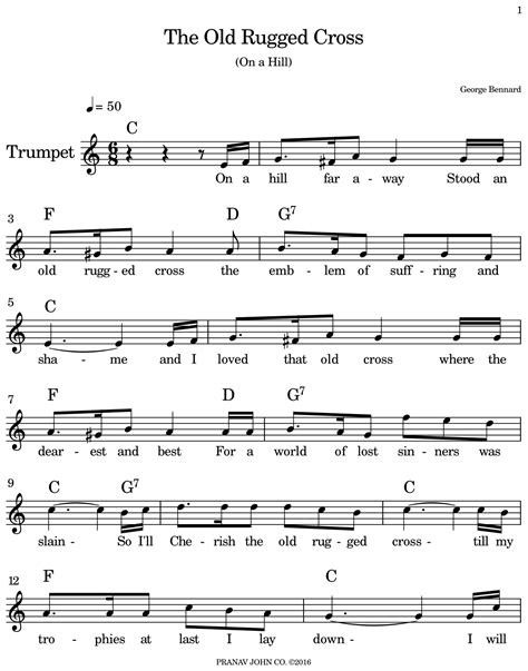 The Old Rugged Cross Sheet Music For Trumpet