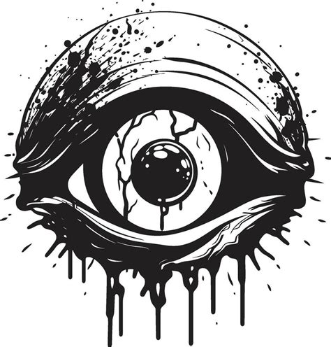 Demonic Zombie Eyeball Creepy Black Icon Chilling Undead Glance Black