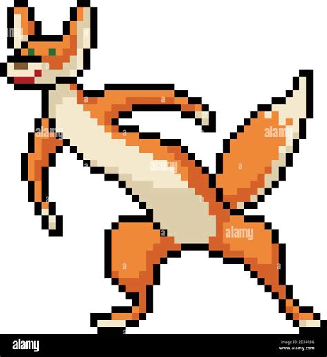 Vector Pixel Art Fox Isolated Cartoon Stock Vector Image Art Alamy