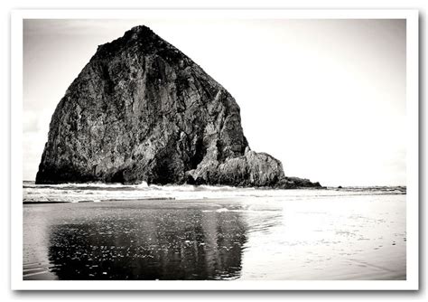 Rock In Black And White Beach Framed Art Giclee Art Print