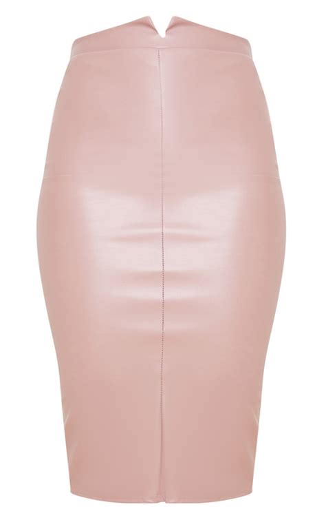 Eva Rose Faux Leather Panel Midi Skirt Prettylittlething Qa