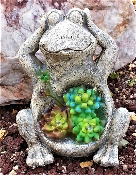 Frog Solar Statue Belly Full Of Plants Lovable Humphrey The Frog