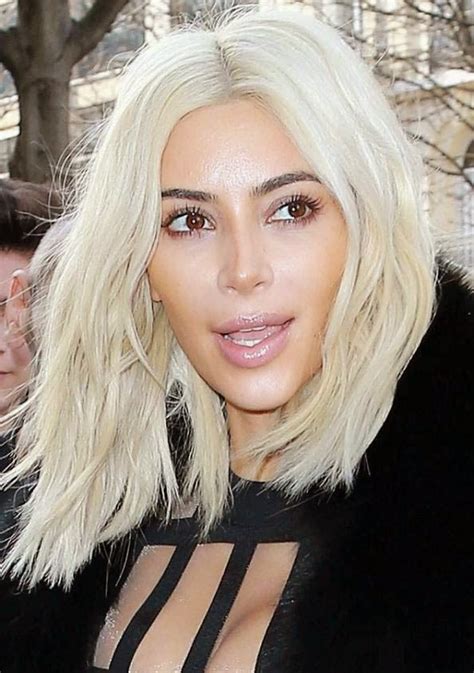 Kim Kardashian White Blonde Hairstyle 2015 Global Celebrities Blog