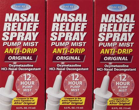 Nasal Relief Spray 12 Hour Anti Drip Pump Mist 0 5 FL OZ 3 Pack