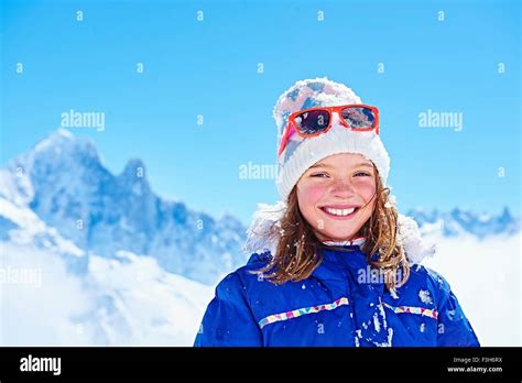 Portrait Of Girl In Winter Clothing Chamonix France Stock Photo Alamy