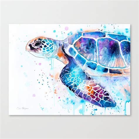 Sea Turtle Canvas Print By Slaveika Society Turtle Watercolor Sea