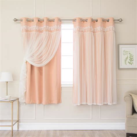 Find pink blackout curtains & drapes at lowe's today. Best Home Fashion Indie Pink 63 in. L Elis Lace Overlay ...